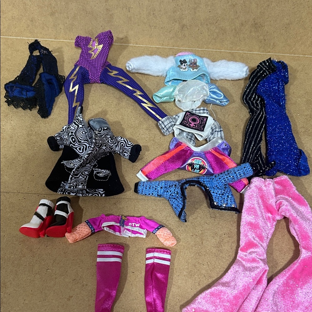 LOL Assorted Doll Clothing Lot with Bright Pink & Blue Pieces